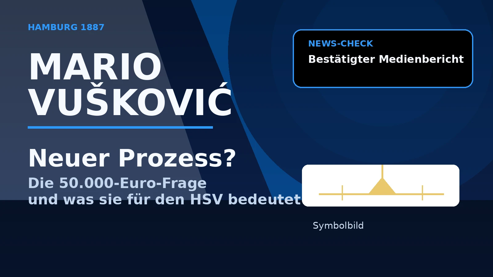 Mario Vušković und die 50.000-Euro-Frage als symbolische Hamburg1887-News-Grafik zum HSV
