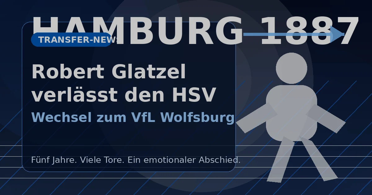 Robert Glatzel verlässt den HSV und wechselt zum VfL Wolfsburg als symbolische Transfergrafik
