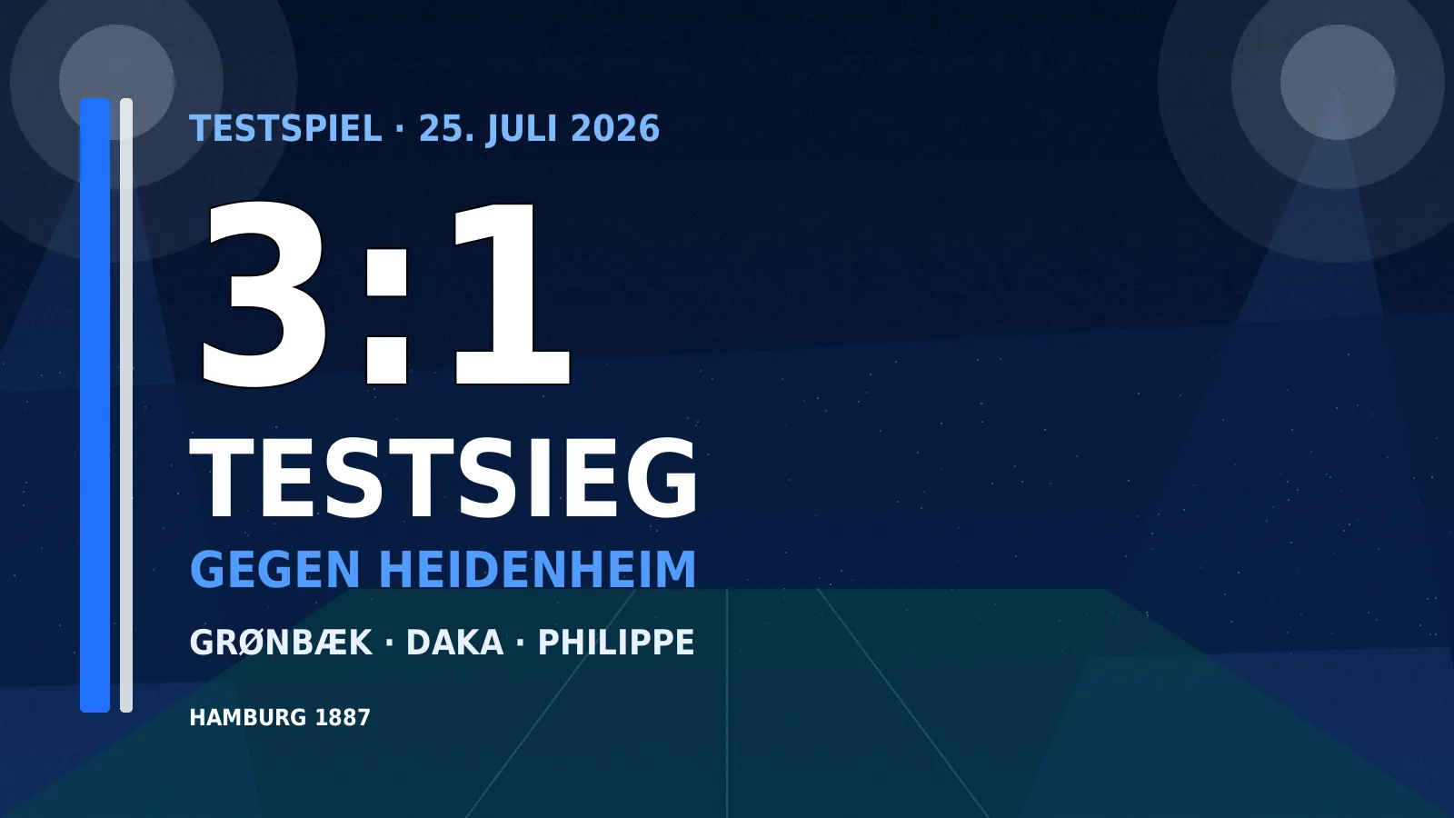 Redaktionelle Ergebnisgrafik zum 3:1-Testspielsieg des HSV gegen den 1. FC Heidenheim