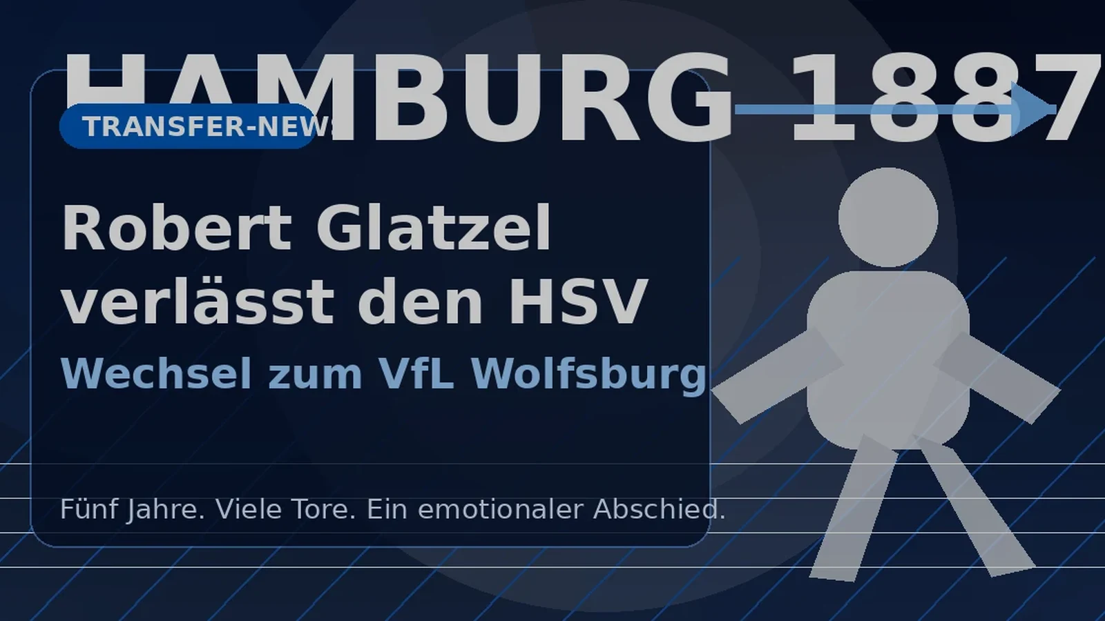 Robert Glatzel verlässt den HSV und wechselt zum VfL Wolfsburg als symbolische Transfergrafik