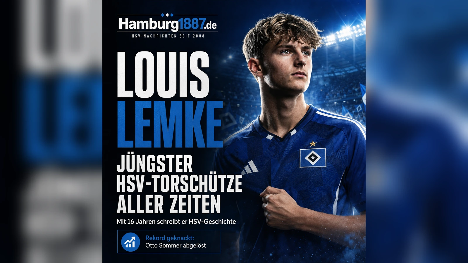 Hamburg1887-Newsgrafik mit Louis Lemke als jüngstem HSV-Torschützen aller Zeiten