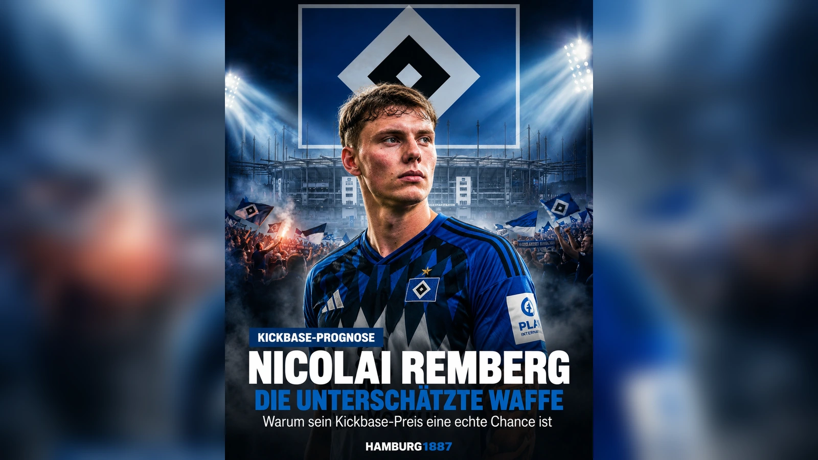 Kickbase-Prognose von Hamburg1887 mit Nicolai Remberg vor dem Volksparkstadion