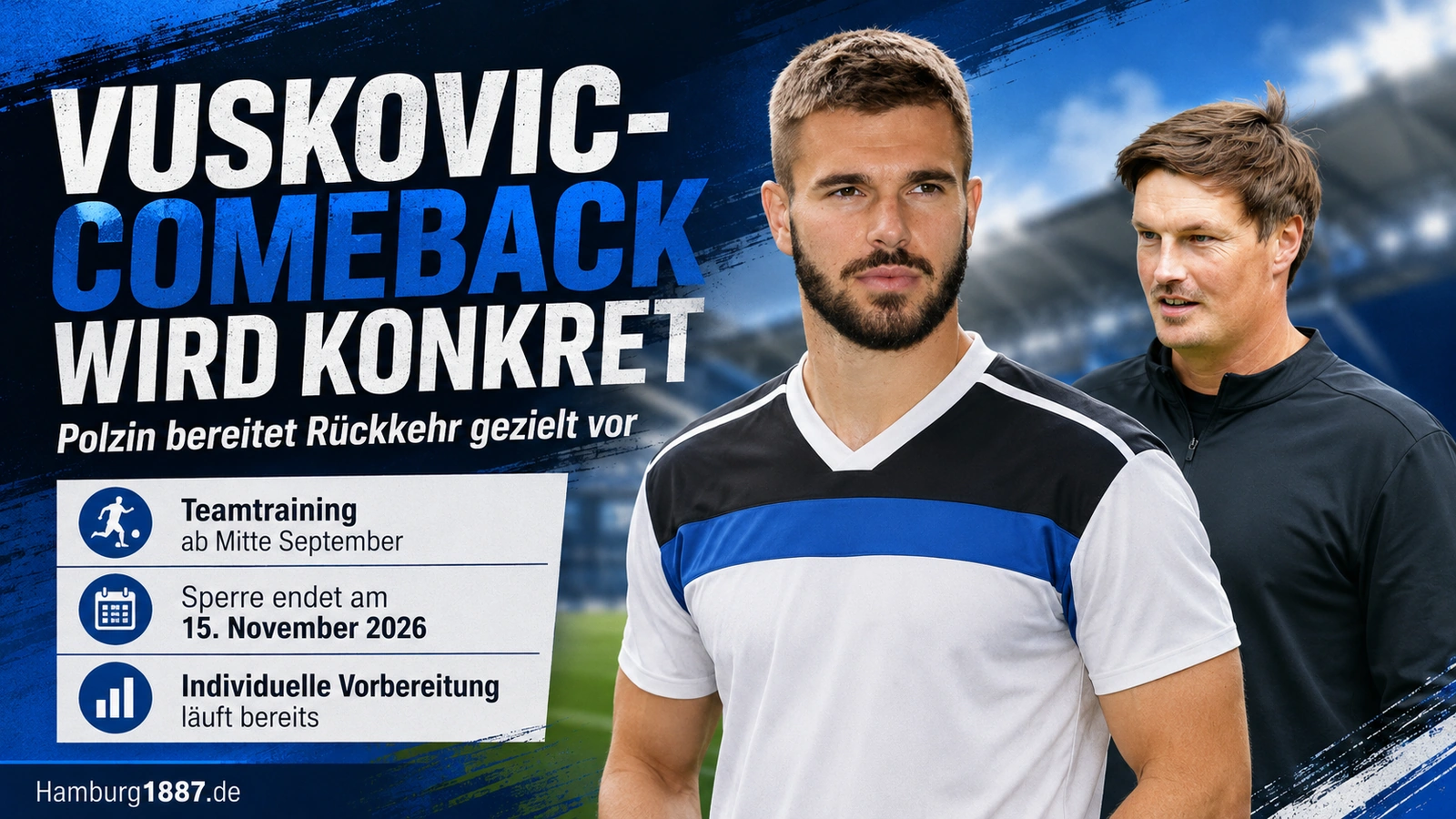 Redaktionelle Illustration von Mario Vuskovic und Merlin Polzin zur konkreten Vorbereitung seines HSV-Comebacks