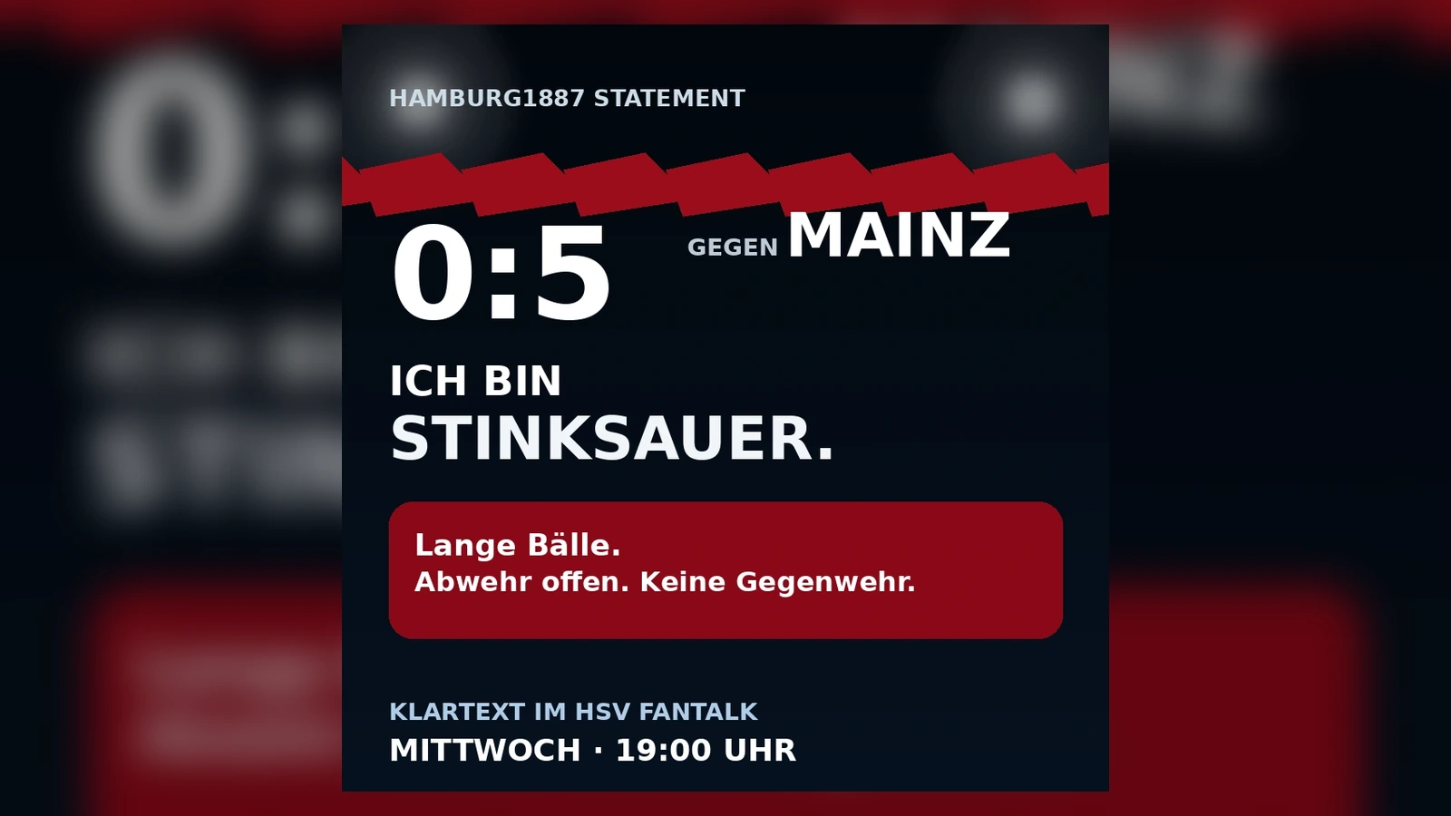 Hamburg1887-Statementgrafik nach der 0:5-Heimniederlage des HSV gegen Mainz 05