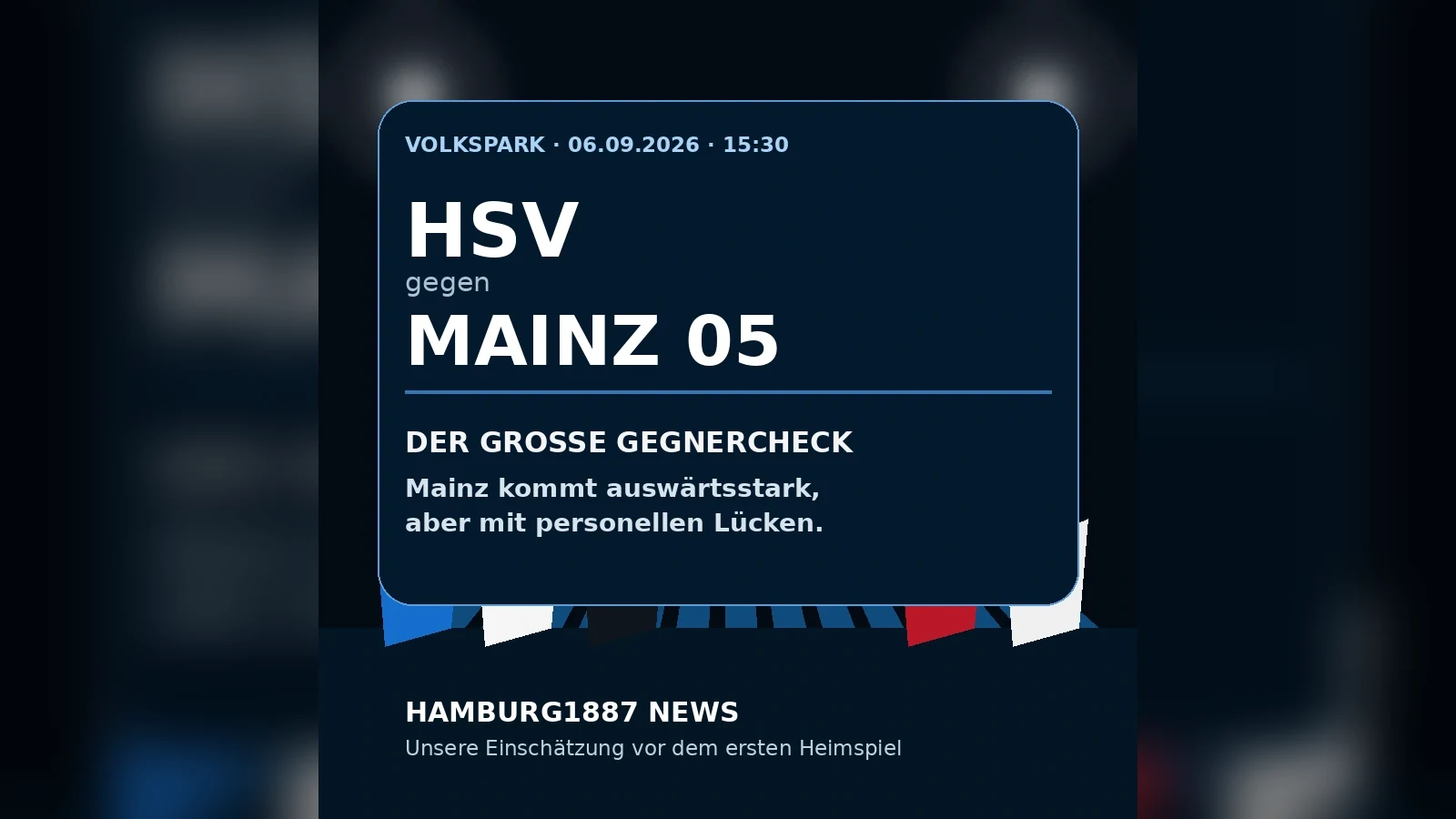 Hamburg1887-Newsgrafik zum Gegnercheck vor HSV gegen Mainz 05 im Volksparkstadion