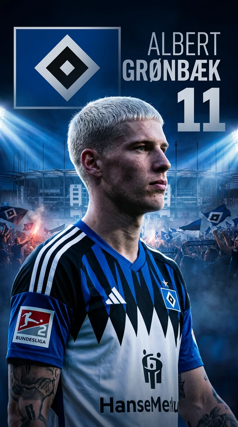 Spielergrafik von Albert Grønbæk im HSV-Trikot