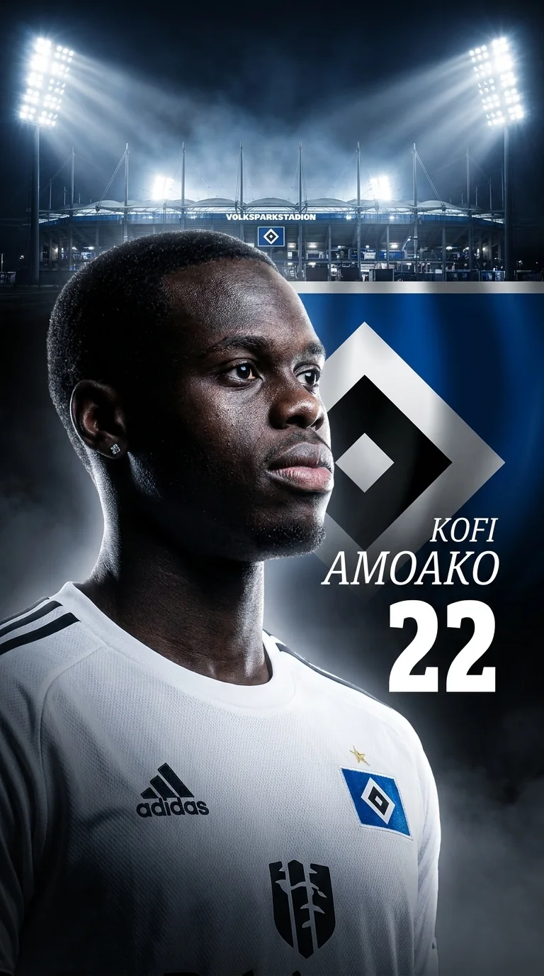 Spielergrafik von Kofi Amoako im HSV-Trikot