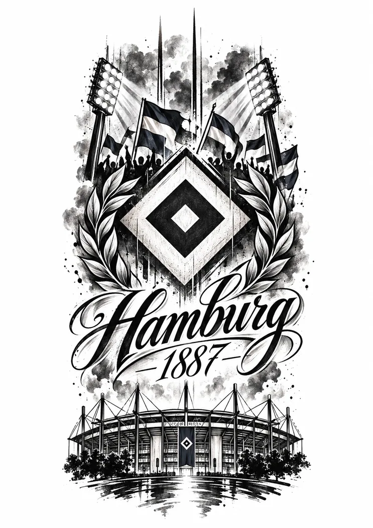 HSV Tattoo Zeichnung: Hamburg 1887