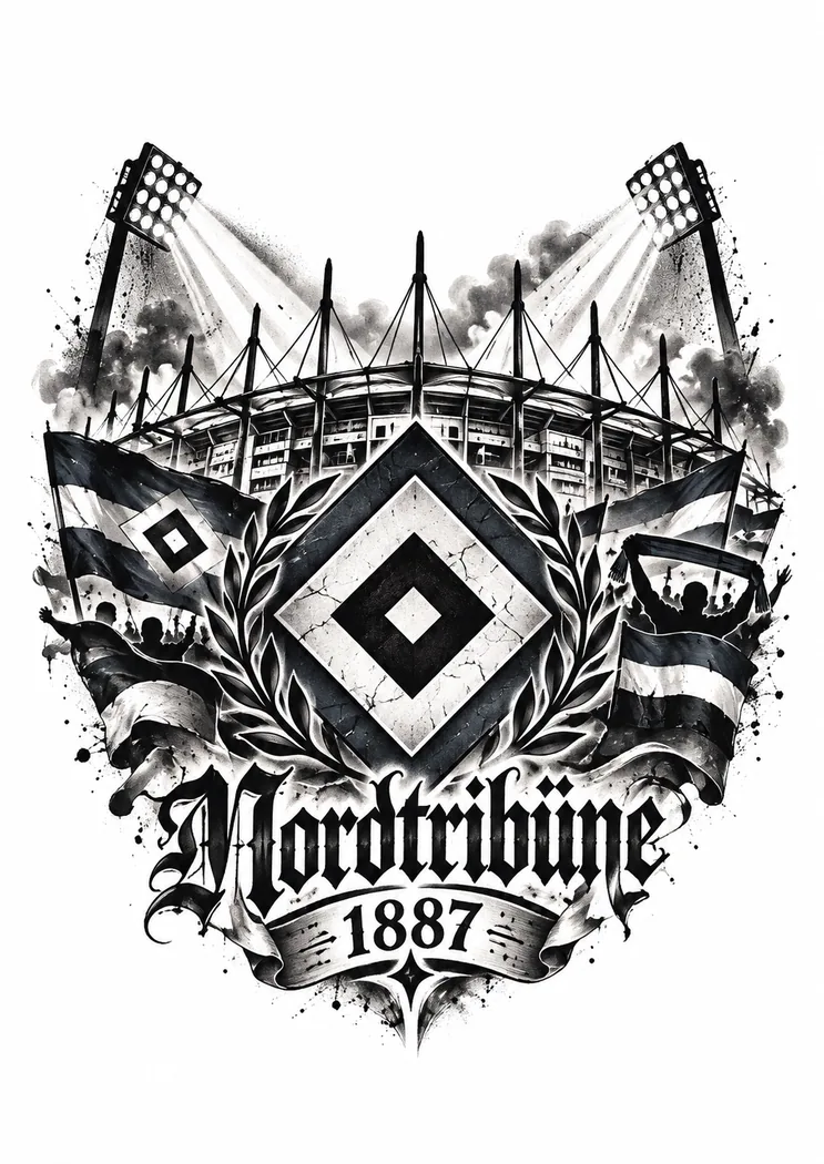 HSV Tattoo Zeichnung: Nordtribüne