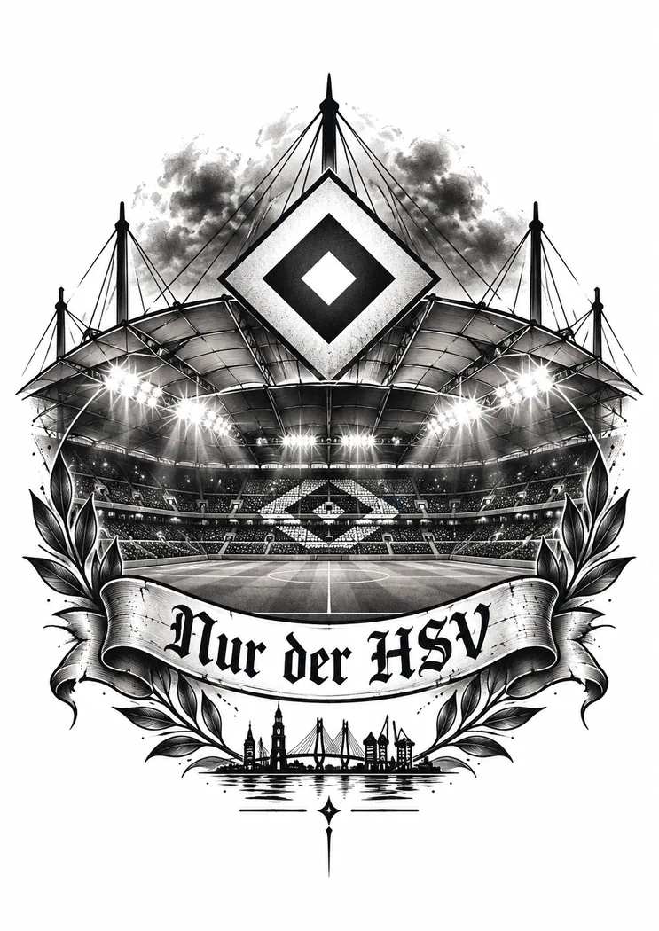 HSV Tattoo Zeichnung: Flutlicht im Stadion